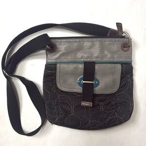 Fossil Key-Per Quilted Metallic Gray Leather Crossbody